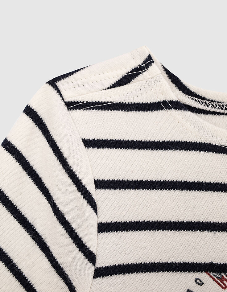 Ecru jurk navy strepen meisjes-7