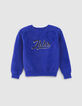 Mädchen-Flauschstrickpullover blau, Pailletten-/Stickdekor-1