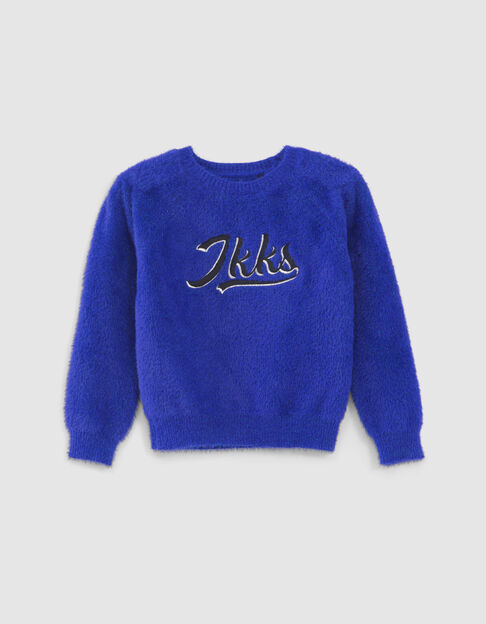 Jersey azul lentejuelas y bordado punto esponjoso niña - IKKS
