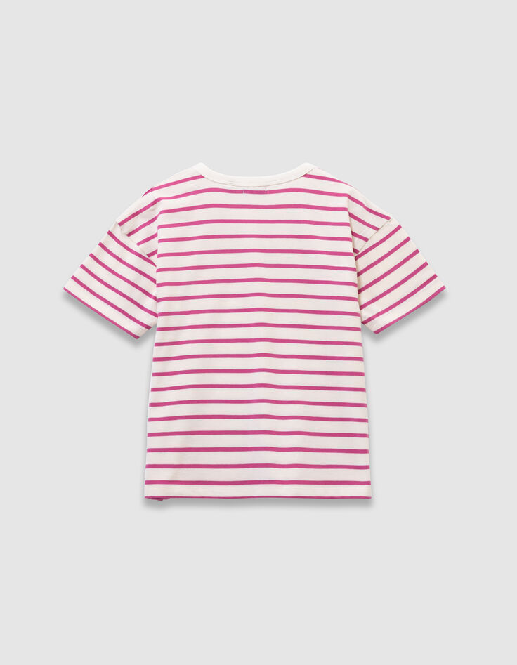 Girls’ organic cotton sailor T-shirt with pink stripes-5