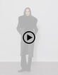 Women’s grey straight coat, detachable black fur collar-9 Women’s grey straight coat, detachable black fur collar-9