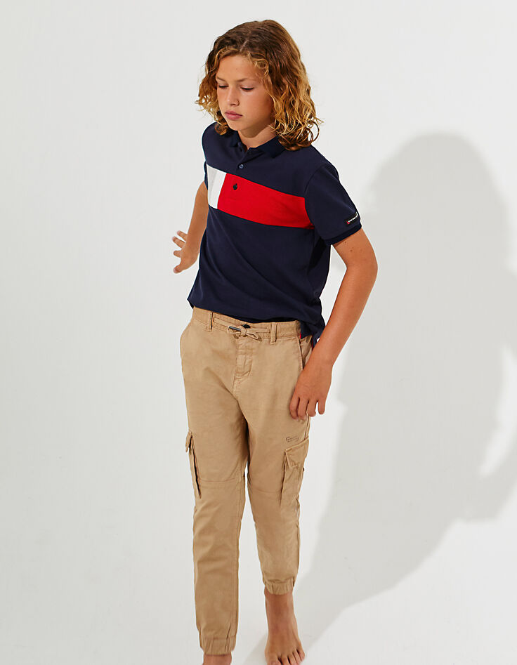 Pantalon battle camel avec bas élastiqués garçon -1 Pantalon battle camel avec bas élastiqués garçon -1