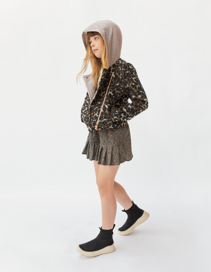 Chaqueta motera rosa cobrizo bimaterial niña-1