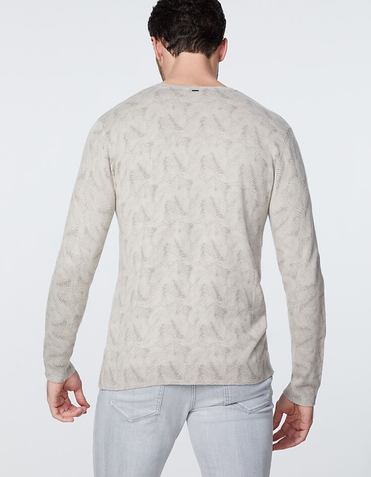 Pull vison tricot fin imprimé feuillage Homme-4 Pull vison tricot fin imprimé feuillage Homme-4