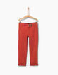 Oranje chinobroek met gestreepte biezen -2