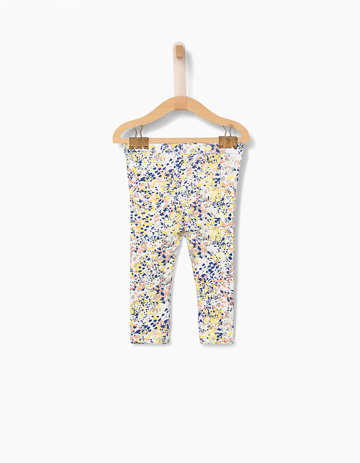 Leggings réversible blanc et imprimé bébé fille-3