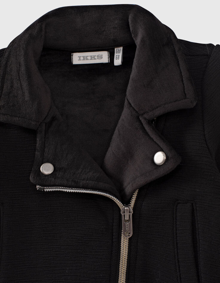 Baby girls’ black micro-velvet biker-style cardigan-2