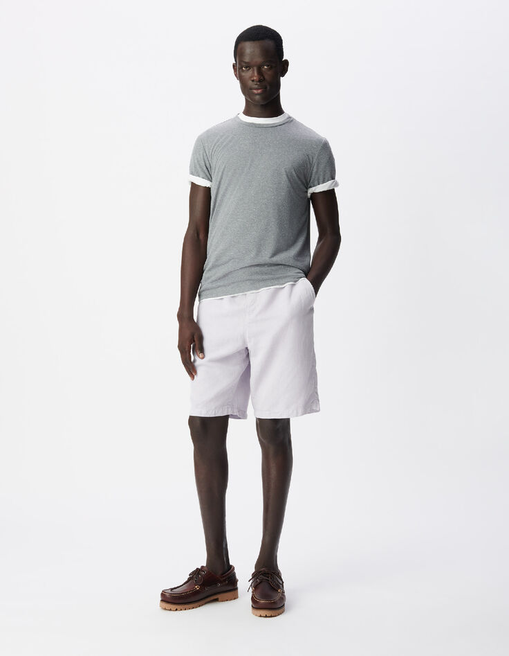 Men's lilac Lyocell&reg; and linen Bermuda shorts-1