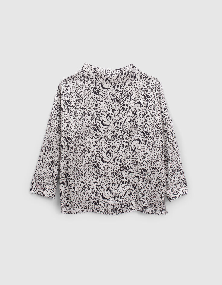Blouse blanc cassé imprimé animalier Femme-7