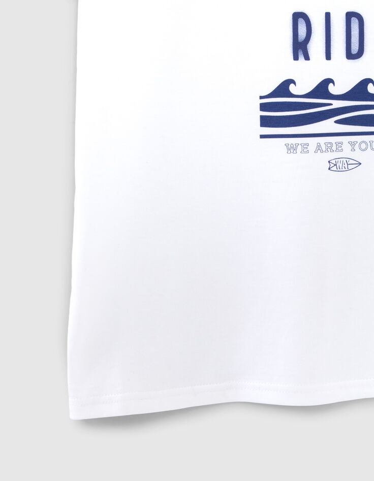 T-shirt blanc message gomme et vagues garçon-4