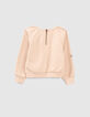 Sudadera rosa empolvado con bordados y parches niña-3