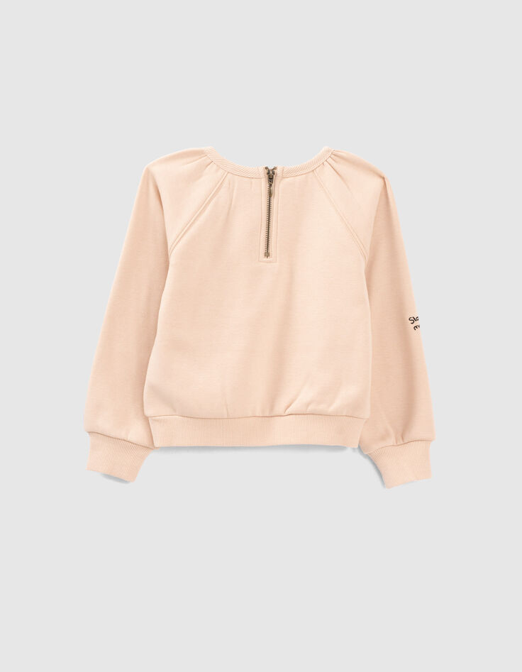 Sudadera rosa empolvado con bordados y parches niña-3 Sudadera rosa empolvado con bordados y parches niña-3