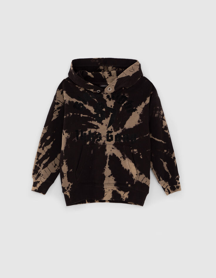 Jungen-Sweatshirt mokka, Molton-Gewebe in Vollbatik-Optik-1