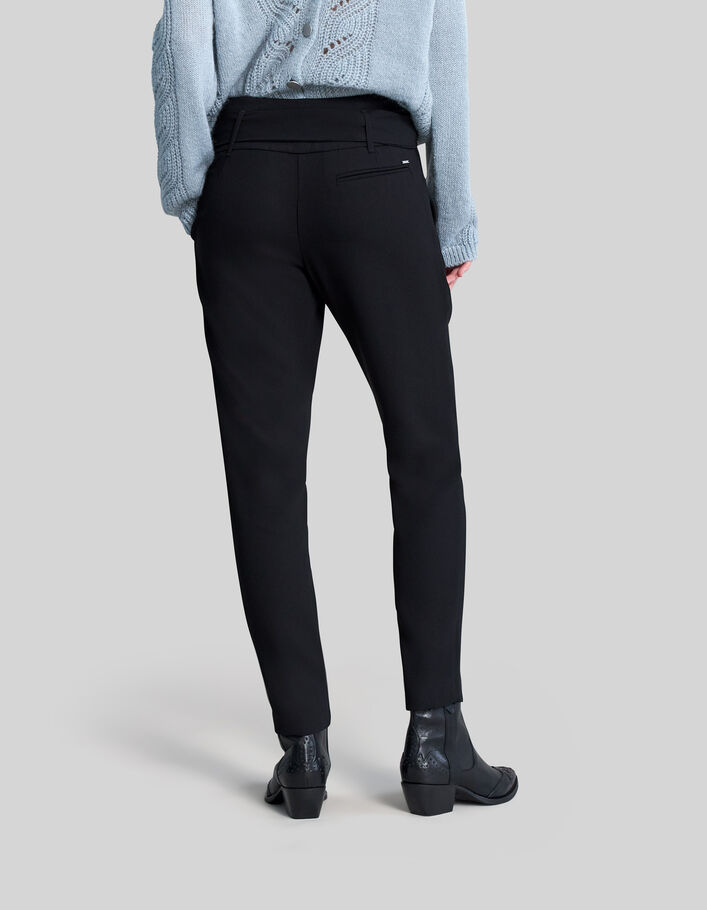 Pantalon en crêpe noir taille haute femme - IKKS