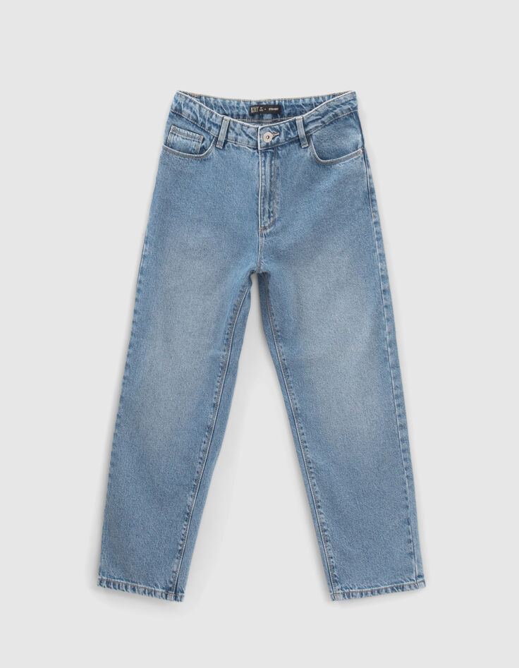 Jean droit bleu coton bio longueur 7/8ème fille-1