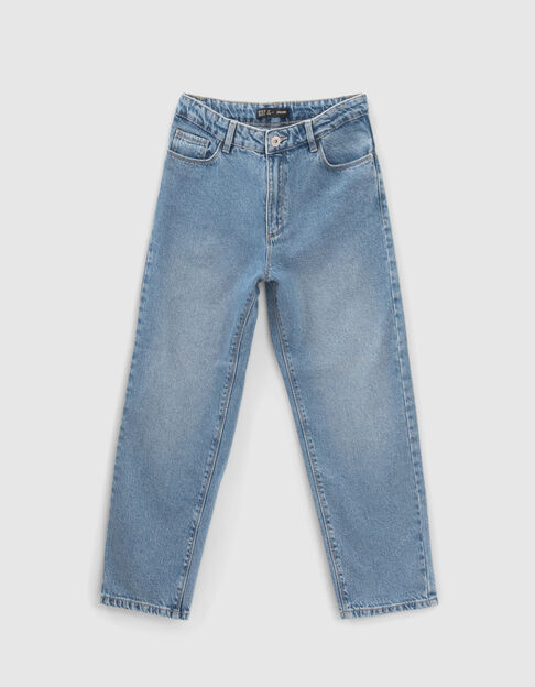 Rechte blauwe jeans biokatoen 7/8 lengte meisjes