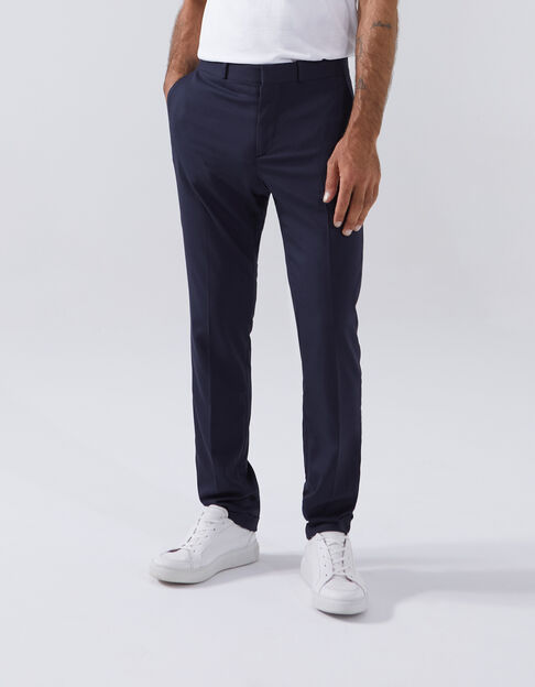 Pantalón de traje SLIM azul marino Seersucker Hombre - IKKS