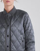 Schwarze Damen-Bomberjacke Steppnähte recycelt-4