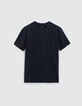 Men's navy decorative jacquard knit T-shirt-6