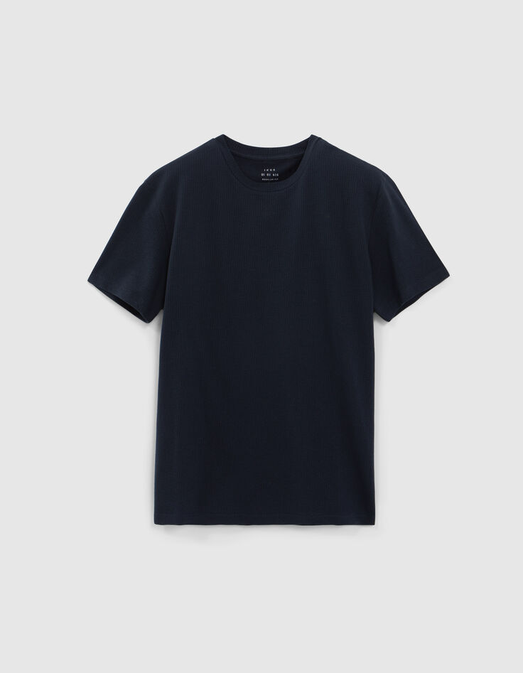 Men's navy decorative jacquard knit T-shirt-6
