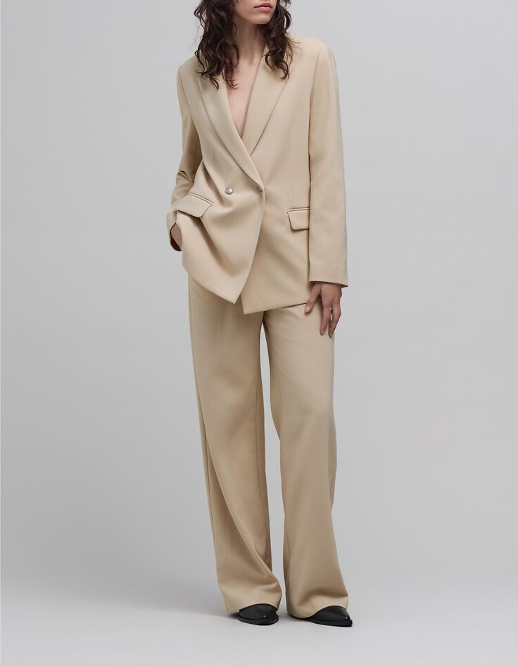 Women's beige recycled polyester suit jacket-1