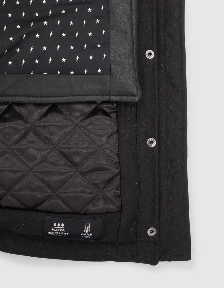 Parka 2 en 1 negra lentejuelas chaqueta acolchada niña-5