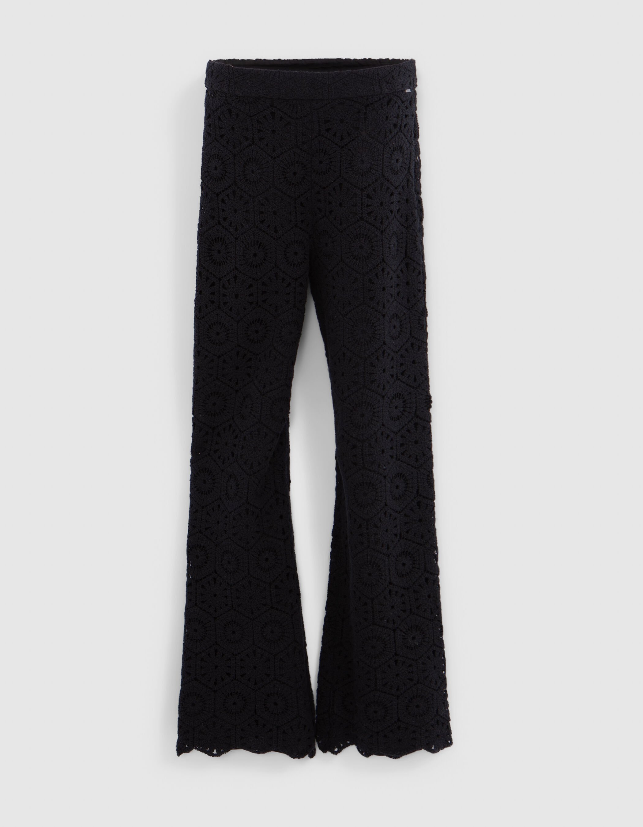 Pantalon large noir en crochet Femme IKKS