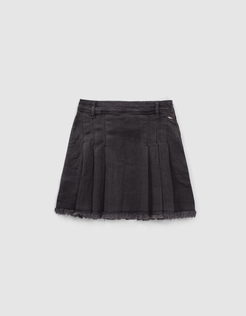 Girls’ grey denim pleated short skirt - IKKS