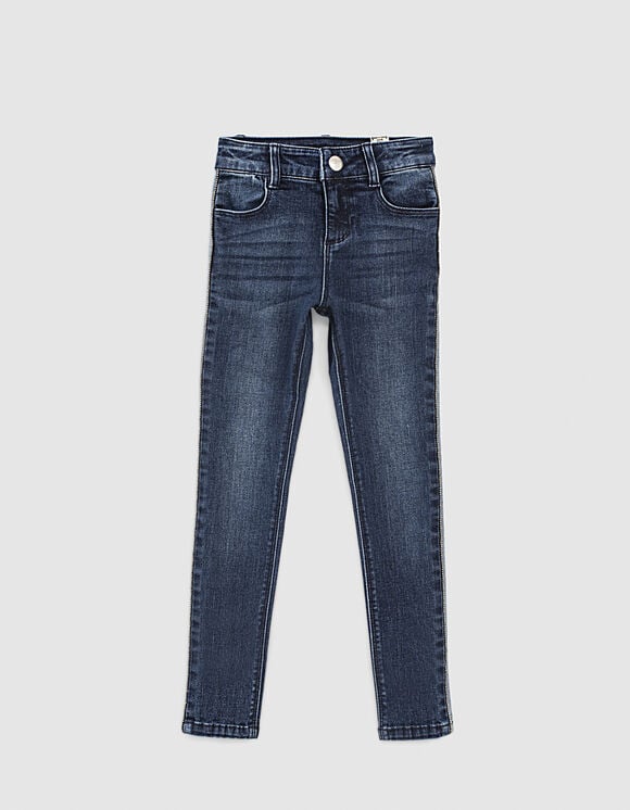 Jeans skinny brut algodón orgánico bandas laterales niña