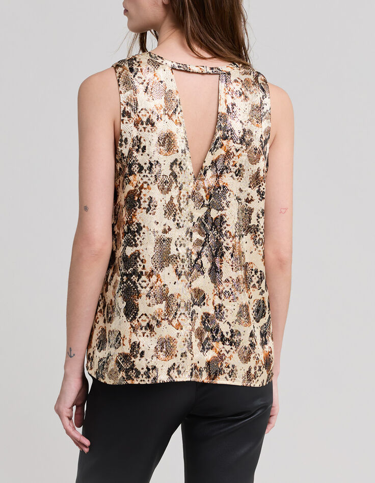 Pure Edition &ndash; Goldfarbenes Damentop mit Python-Gold-Print-3