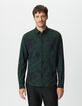 Chemise manches longues slim verte floral flou Homme-1