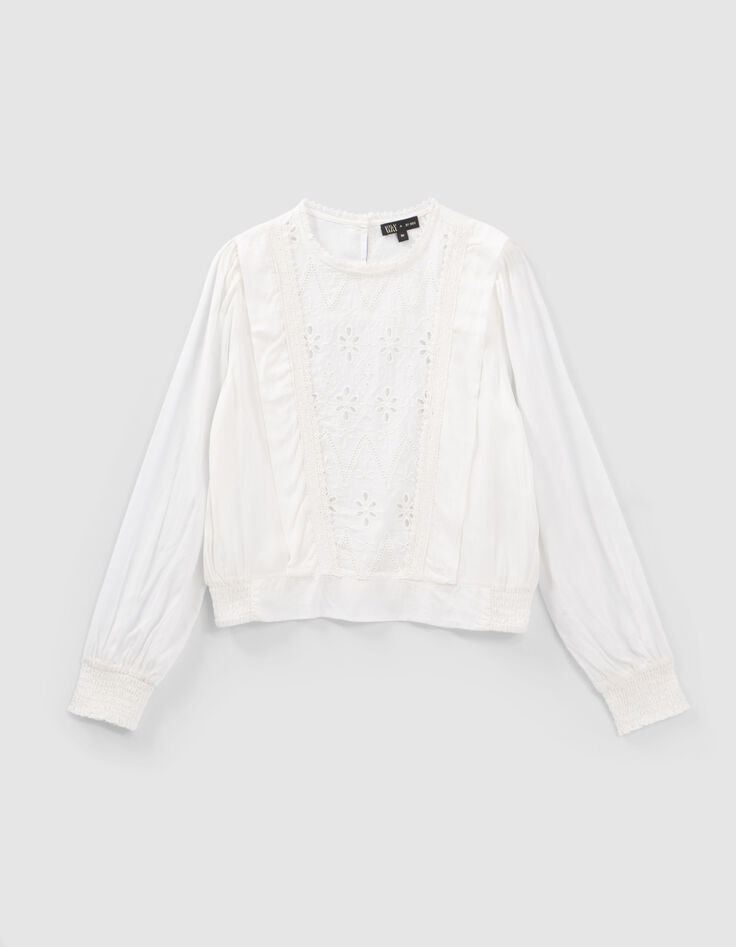 Blusa blanco roto plastr&oacute;n encaje ni&ntilde;a-1