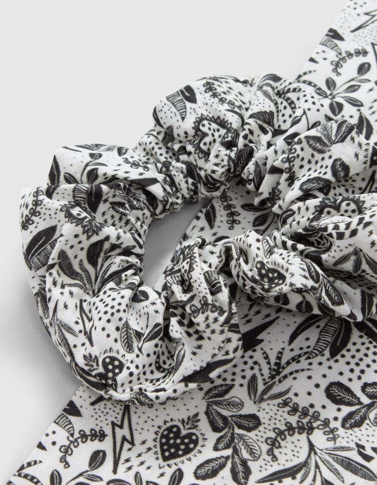 Schwarzes Mädchen-Scrunchie mit Dschungel-Rock-Print-5