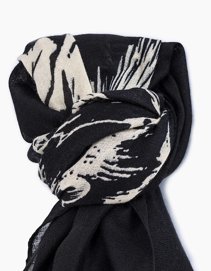 Women’s black skull print square scarf - IKKS