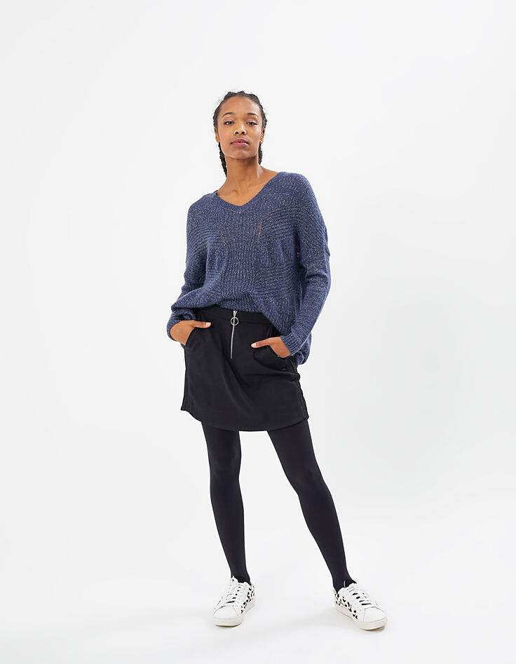 I.Code navy blue mohair mix cape-sweater-6