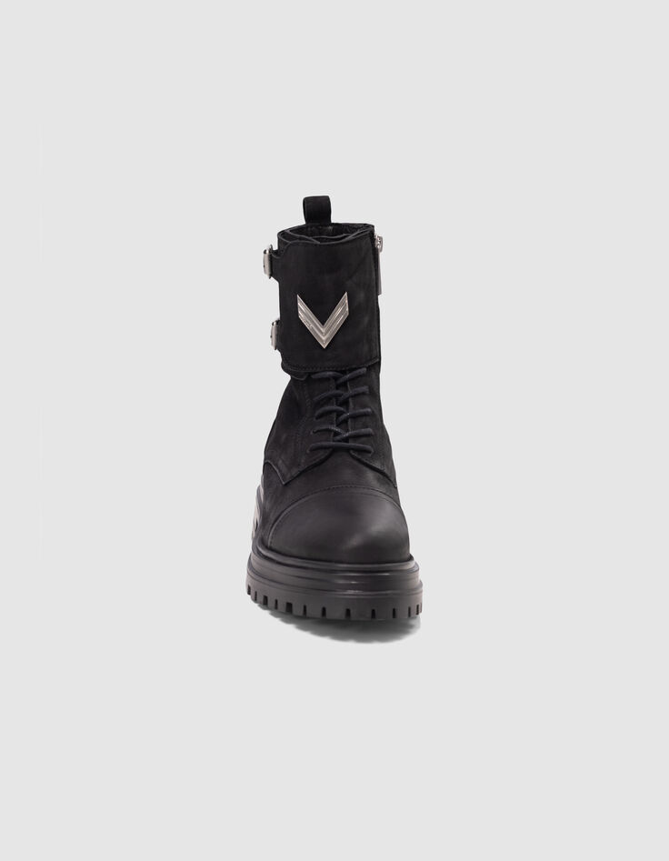 Ranger Botas de piel nobuk negro Línea 111 Mujer-2