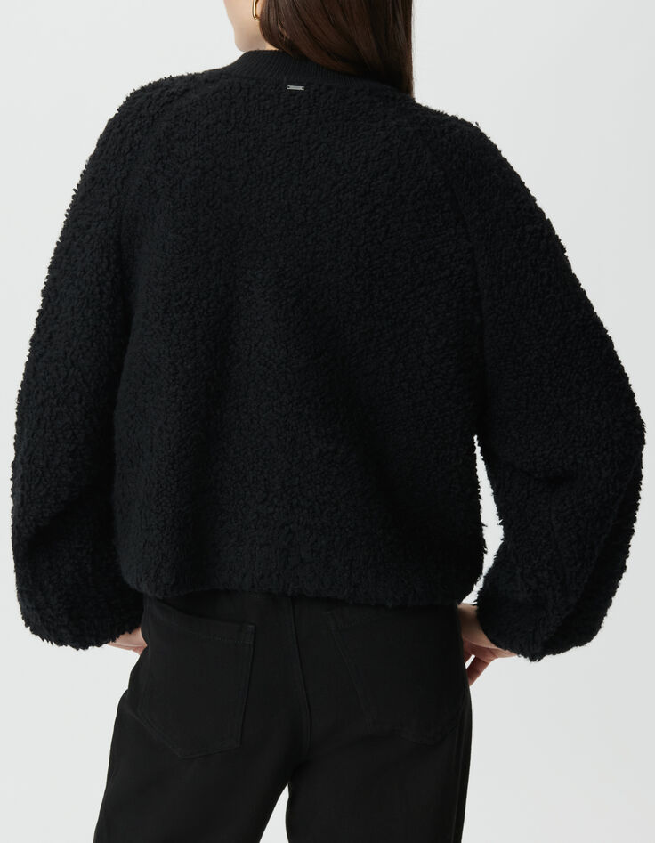 Women&rsquo;s black bouclette knit cardigan-4