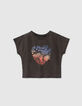Girls&rsquo; black rock heart cropped T-shirt-2