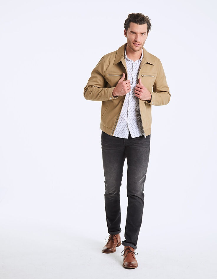 Men's mink-colour zipped pockets jacket-6