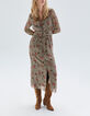 Robe longue écrue recyclée imprimé léo cachemire Femme-2