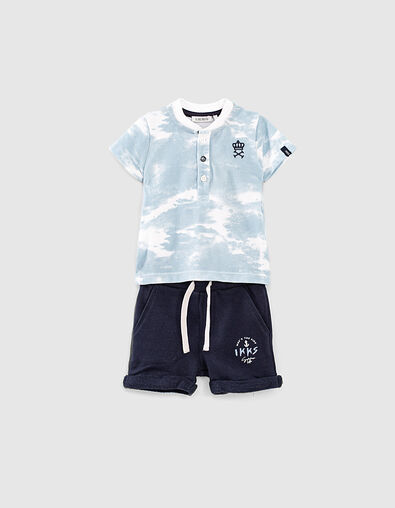 Ensemble polo gris et short molleton bio bébé garçon    - IKKS