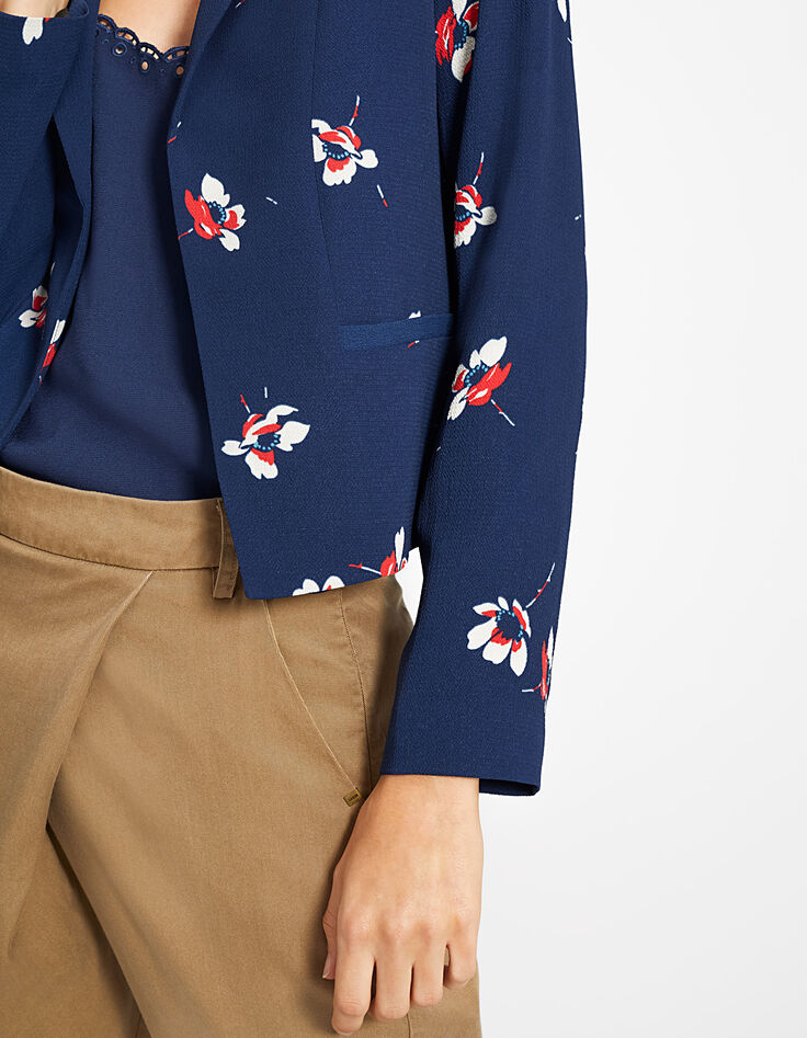 Veste courte de costume marine imprimé floral I.Code-2