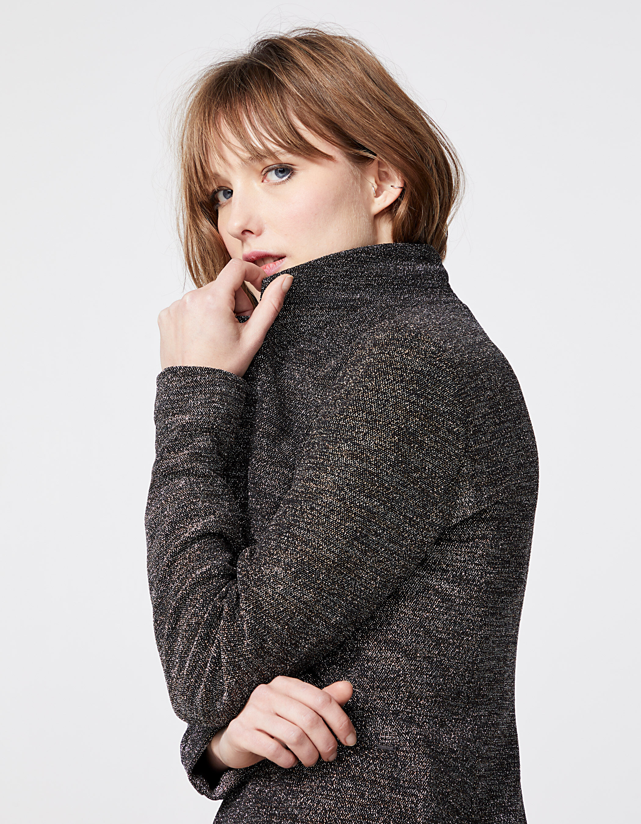 Veste tailleur en maille metallisee femme IKKS