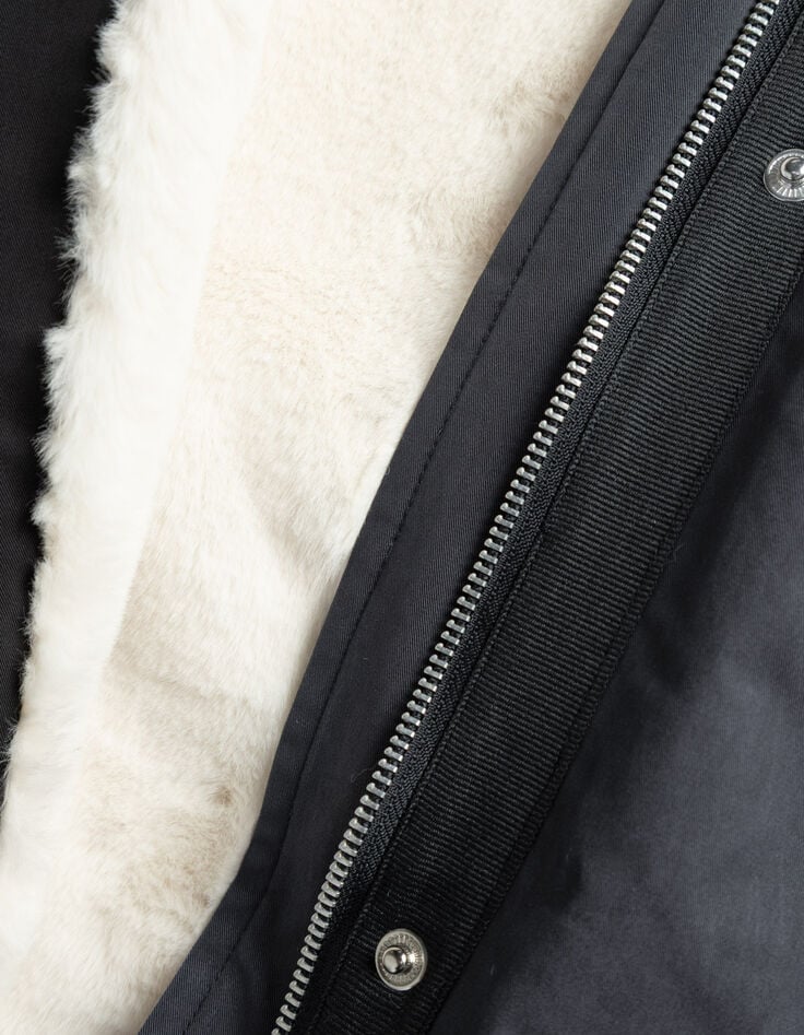 Parka noire fourr&eacute;e &agrave; capuche Femme-7