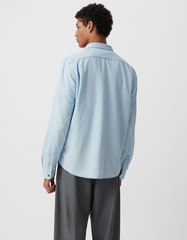 Blauw REGULAR overhemd katoen en Lyocell® Heren-3