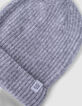Girls’ medium grey marl rib knit beanie-4