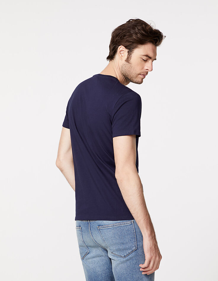 Tee-shirt marine IKKS BETTER avec marquage blanc Homme-4