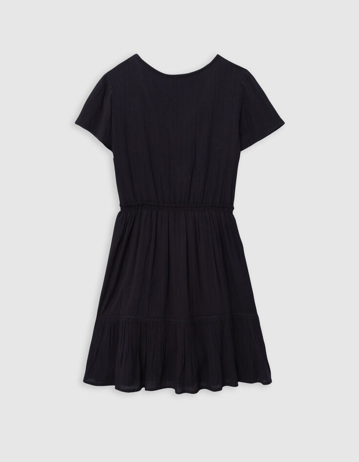 Robe noire jacquard gaufré fille-7