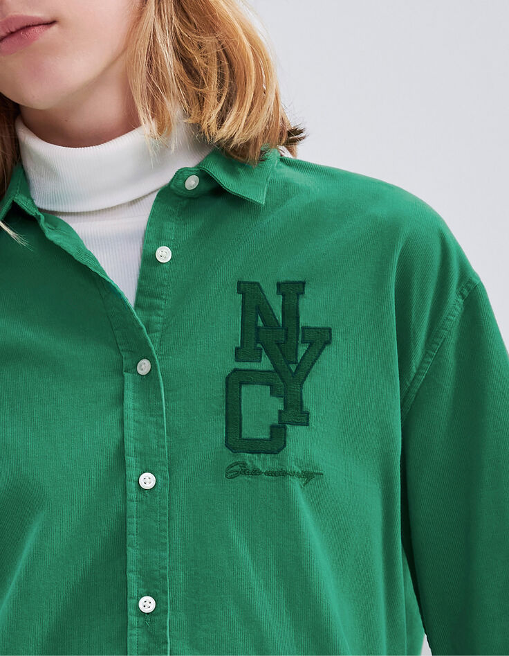Women’s green organic needlecord shirt-3 Women’s green organic needlecord shirt-3
