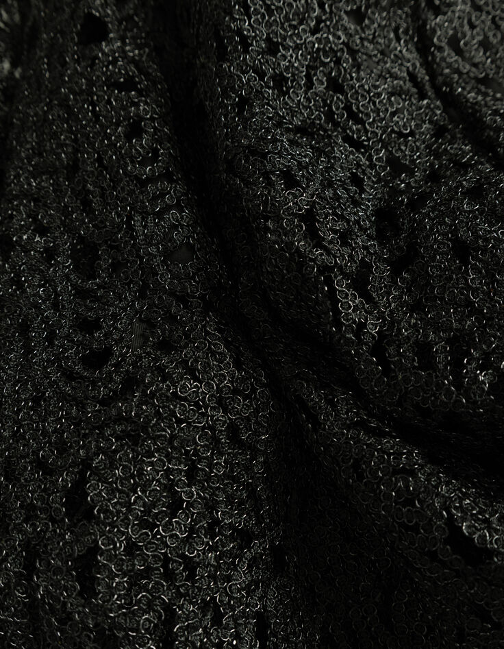 Jupe midi noire dentelle métallisée forme bulle Femme-6 Jupe midi noire dentelle métallisée forme bulle Femme-6
